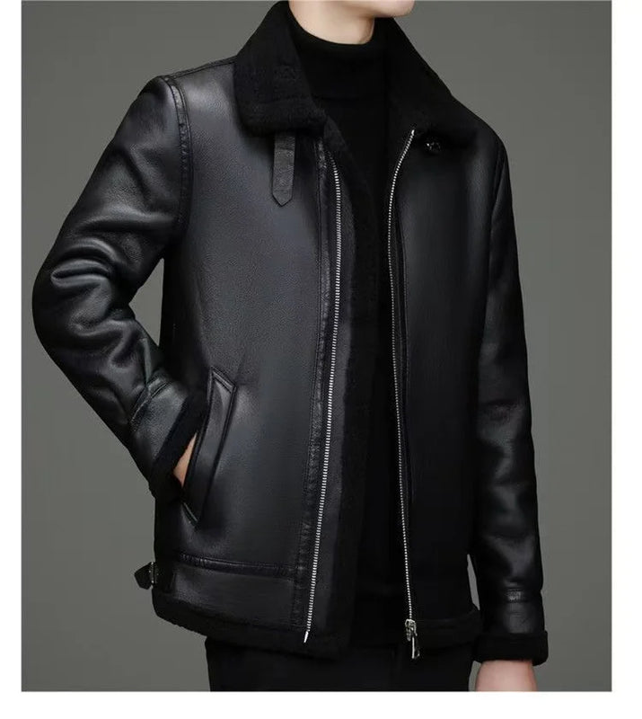 Men's Winter Suede Casual Pu Fur All-In-One Warm Jacket