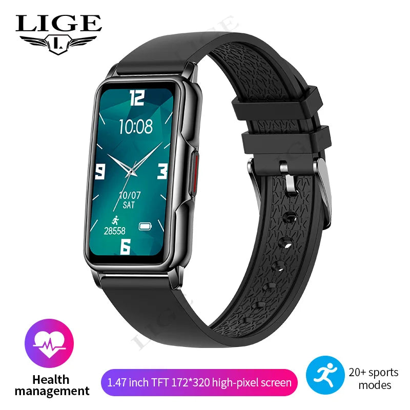 LIGE Women Smart Band Men Watch 1.47 inch Full Touch Heart Rate Sport Fitness Smartwatch New Outdoor Smart Bracelet Ladies 2025