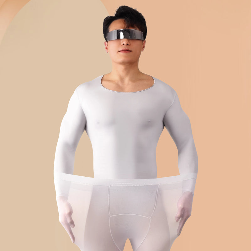 1pcs Men's Ultrathin Thermal Underwear High elasticity Plus Size Constant Temperature Seamless Long Sleeve Bottoming Set