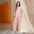 2025 Summer New 100% Mulberry Silk Long-Sleeve Long Pants 2PCS Sets Women's Pajama Set European  American Style Loungewear