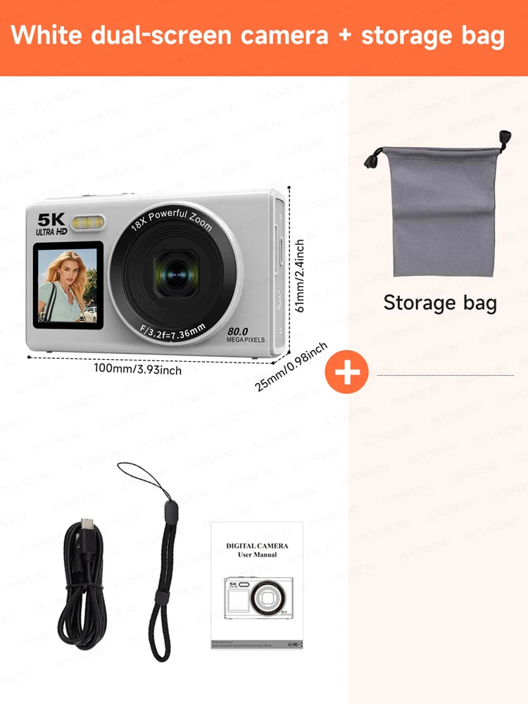 5K Digital Camera 8000W Pixel Retro CCD Dual Screen - Visuel 10 | SAMAG