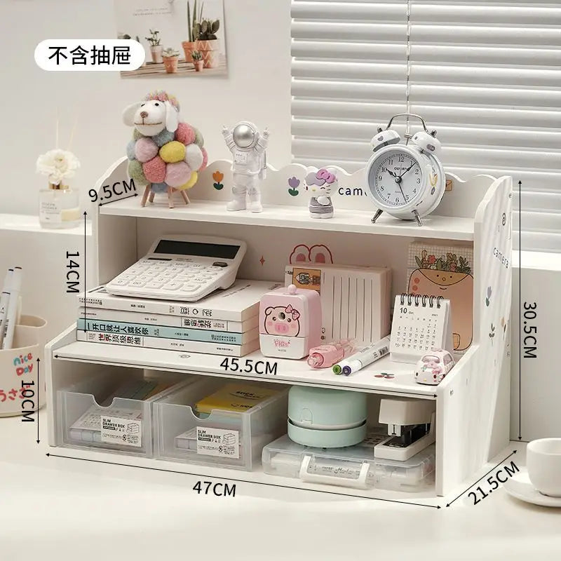 INS Desktop Storage Box 2 Layers Home Bedroom Dresser Skin Care Products Lipstick Shelf Study Stationery Books Sundry Organizer