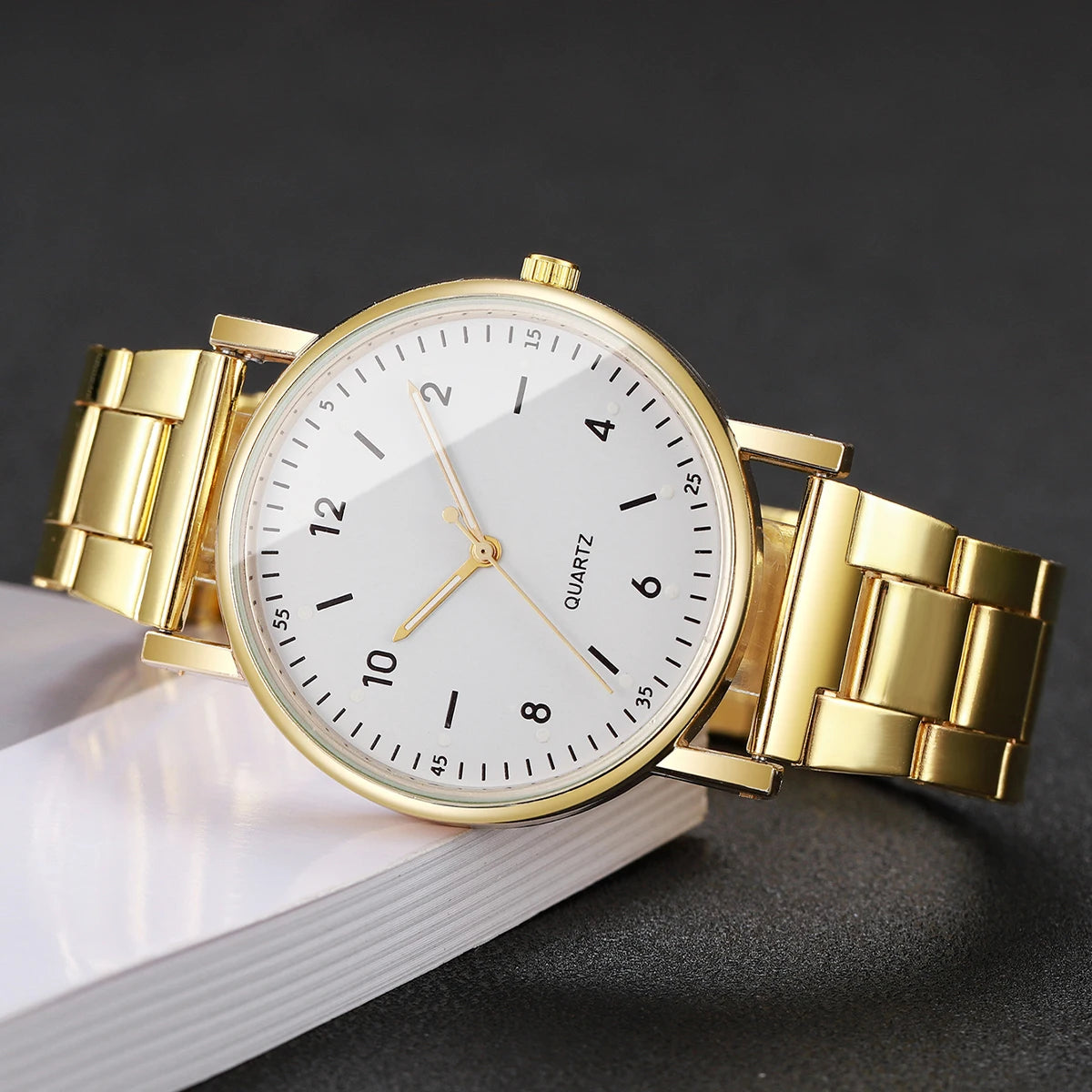 2/4PCS Fashion Arabic Dial Women Watches Simple Quaretz Wristwatch with Bracelets Set Reloj Mujer（Without Box）