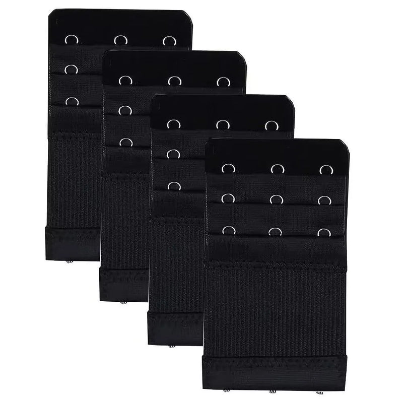 4 Pieces 3-Hook Bra Strap Extender; Comfortable and Adjustable Bra Strap Clip; Lingerie Accessory for Women
