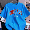 Chicago Usa Letter Printing T-Shirt Women Cotton Summer Short Sleeve Tops Comfortable Soft O-Neck T Shirt Casual Womans Clothes