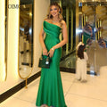 OIMG Modern Green Strapless Mermaid Prom Gowns Satin | SAMAG