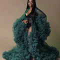 Luxury Maternity Dresses Puffy Tulle Long Women Robe Wedding Bridal Sleepwear Nightwear Front Split BabyShower Gown Photoshoot