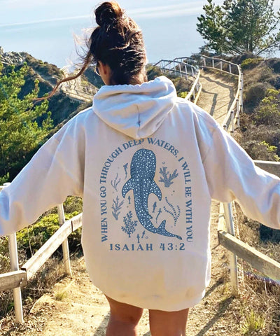 Whale Shark ISAIAH 43:2 Printed Hoodies Harajuku Fashion | SAMAG