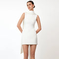 Mini Cocktail Dresses for Wedding Ivory Pearls O Neck | SAMAG