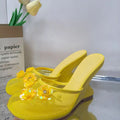 European and American Fashion Hollow Flower Baotou Banquet Half Slippers for Women's Outdoor Versatile Slope Heel Fashion Shoes