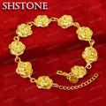 SHSTONE 18K Gold Lotus Flower Link Bracelets For Woman Party Wedding Engagement Christmas Birthday Fashion Jewelry Lady Gift