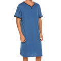 Men's Short Sleeve Thin Lengthened Leisure Pajamas Loose Skin Friendly Stretchy Robes Homewear Bathrobes Vintage Nightgown M-3XL