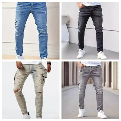 New men's jeans elastic slim fit pants street wear | SAMAG