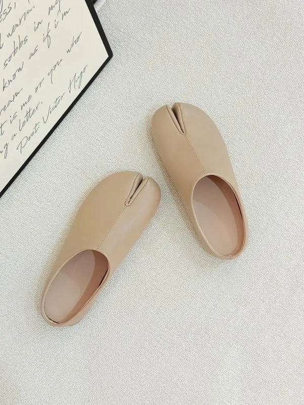 Women Split Toe Mules Soft Leather Tabi Clogs Casual Slip On Low Heel Backless Loafers Comfortable Vintage Flat Shoes for Female