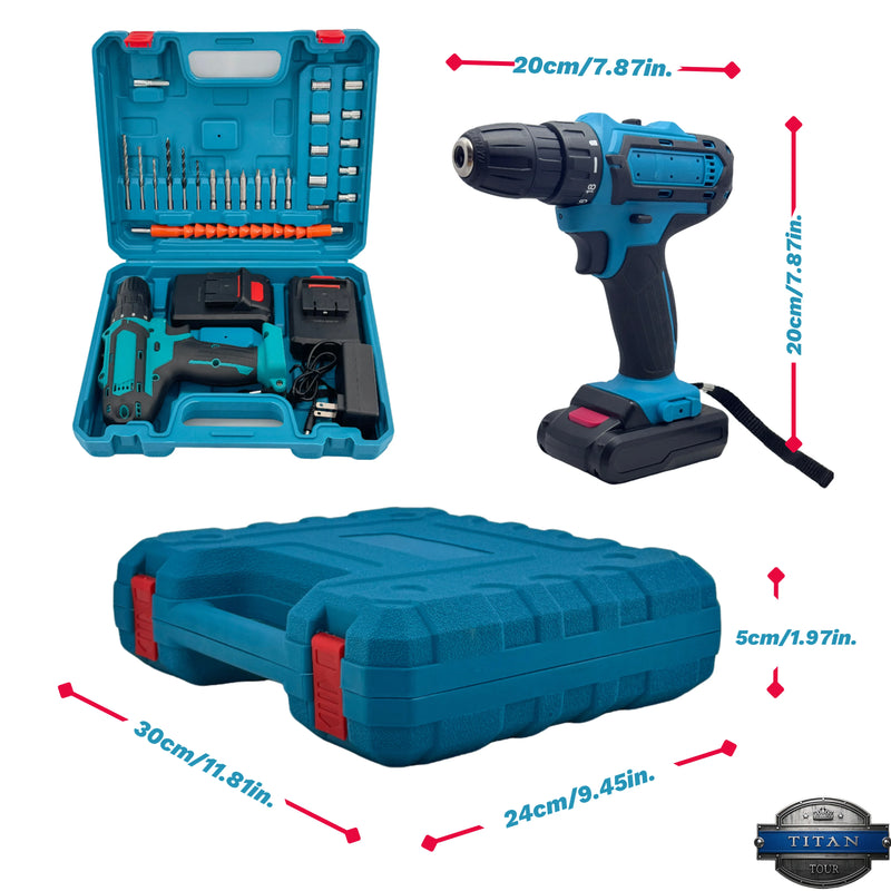 21V Cordless Drill Driver with 2 Batteries, Electric Screwdriver Set, 6 Speed, 18+1 Torque, Power with Bits - View 3 | SAMAG