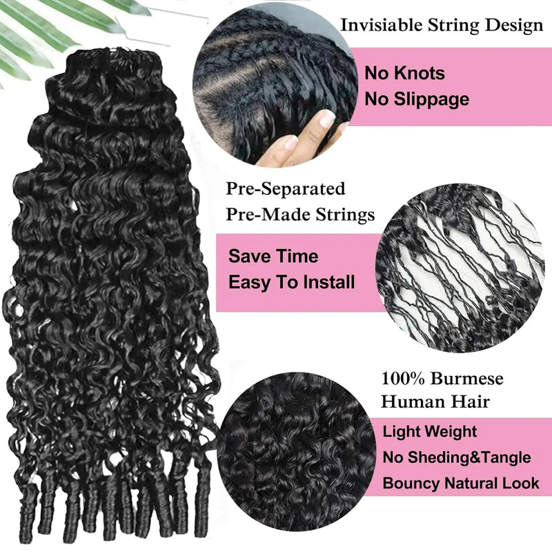 Kinky Straight Miracle Knots Crochet Human Hair Extensions Burmese Virgin Pre Separated Feather Crochet Hair Braids Bundles for Black Women Meadow Hair 26inch 240g