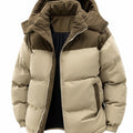 Men's Hooded Cotton Jacket, Thickeneded and Warm in Winter, Windproof and Cold-Resistant, Simple and Versatile for Work Clothing