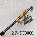 Fishing Rod and Reel Set 1.8-3.6m Carbon Telescopic Fishing Rod Pole with Metal Spool Spinning Reel Saltwater Freshwater Kits