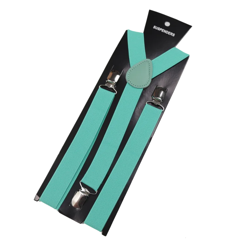 Unisex Elastic Leather Suspenders Braces Men Women Gift Black Blue Red Adjustable Straps for Wedding Suit Skirt Accessories
