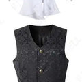 Men Steampunk Renaissance Cosplay Medieval Gothic Waistcoat Vest Vintage Vicotiran Jacquard Swallow Top Noble Fiveshell Costume