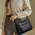 Women Crossbody Fashion Pu Leather Large Capacity Multi-Pocket Mom Bag Black Embossed Outing Party Shoulder Bag