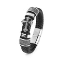 Dark Series Men's Leather Cross Bracelet New Fashion Hand-woven Rope Multi-layer Combination Stainless Steel Male Jewelry Gift