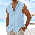 Summer Men's Fitness and Casual Vest, Loose-Fitting Sleeveless Shirt, Linen Material
