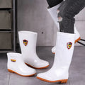 Men White Rain Boots Knee High Mid Calf Rubber Waterproof Winter Warm Outdoor Garden Fishing Work Shoes