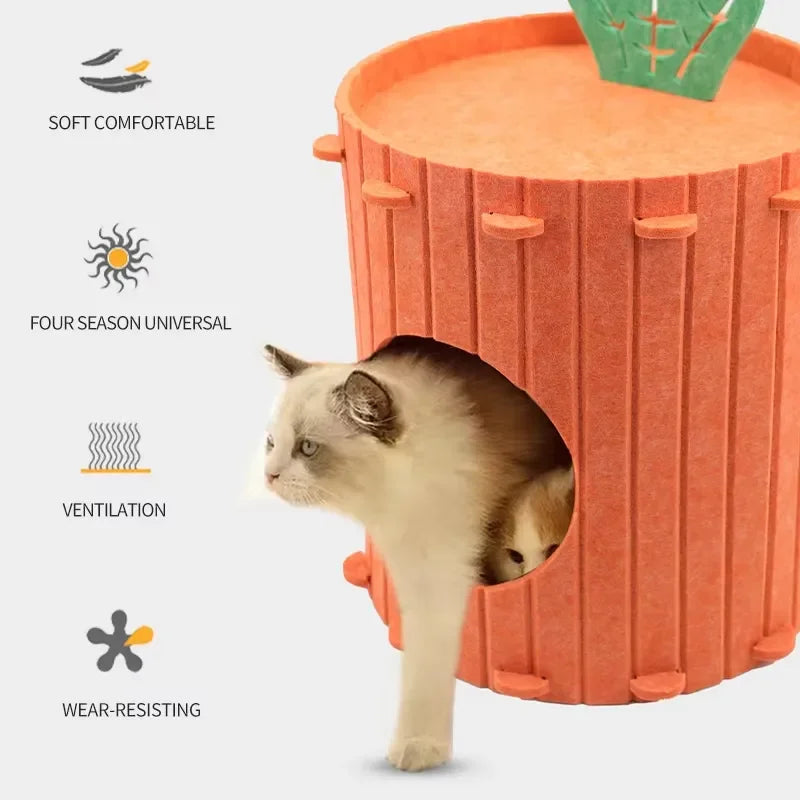for Felt Carrot Cat Bed Semi-enclosed Cute Two-layer Pet Bed Suitable for All Seasons
