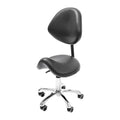 Rolling Saddle Stool Work Chair Height Adjustable  with Wheels +Backrest Heavy Duty