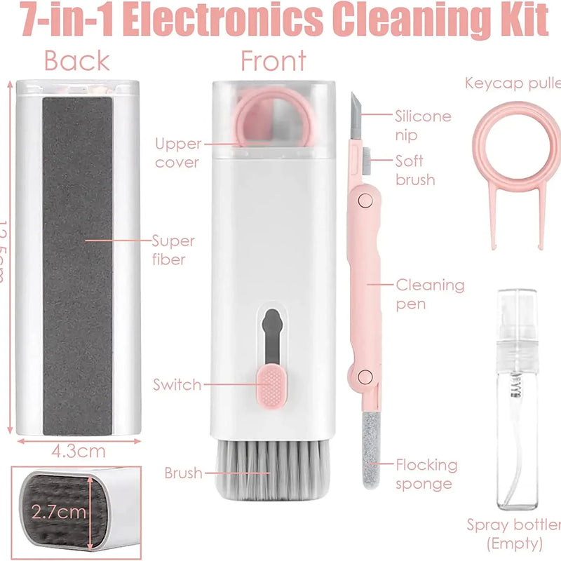 Keyboard Cleaning Brush Kit 7in1 Laptops Cleaner with Keycap Puller Multifunc Keyboard Brush Cleaning Set for Airpods Phone