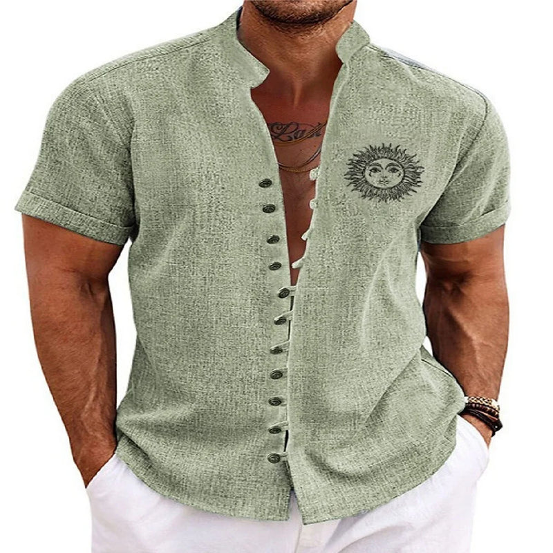 New Men's Linen Short-Sleeved Shirt, with a Fashionable | SAMAG