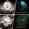 OUPINKE 3189 Automatic Watch for Men Genuine Leather Strap Waterproof Moon Phase Man Watches Luxury Men's Mechanical Wristwatch