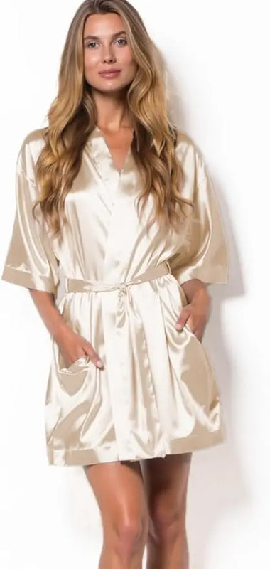 Hot Women Short Silk Bridesmaid Bride Robe Sexy Satin | SAMAG