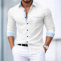 Men's shirt button-up no-iron color block casual everyday | SAMAG