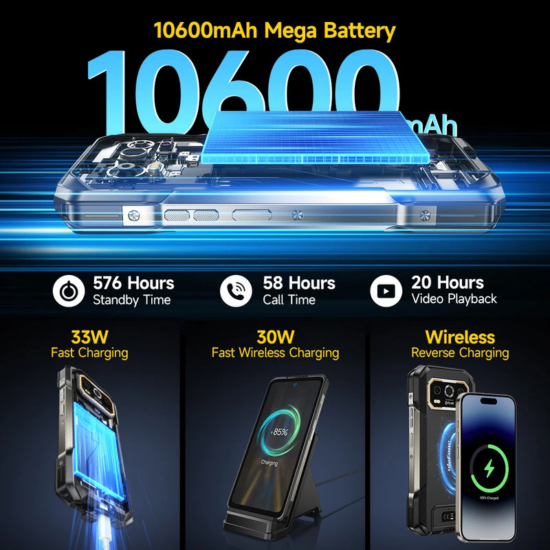 Ulefone Armor 27 Pro 5G Rugged Phone 10600mAh Smartphone Android 14 50MP+64MP Night Vision Camera Up to 24GB+256GB NFC
