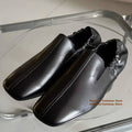 Square Toe Slip On Loafers Men's Black Leather Casual Shoes Business Casual Leather Shoes Flat Trendy Handmade Men's Shoes