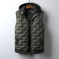 Men Autumn Winter Thickened Waistcoat Hooded Sleeveless Zipper Placket Vest Coat Down Vest Outwear Men's Iinsulated Vest