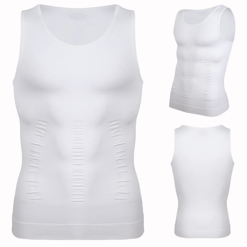 Striped Compression Belt Shaper Vest Men's Tummy Control Sleeveless Top Slim Fit Slimming Elastic Sports Bottoming Underwear New