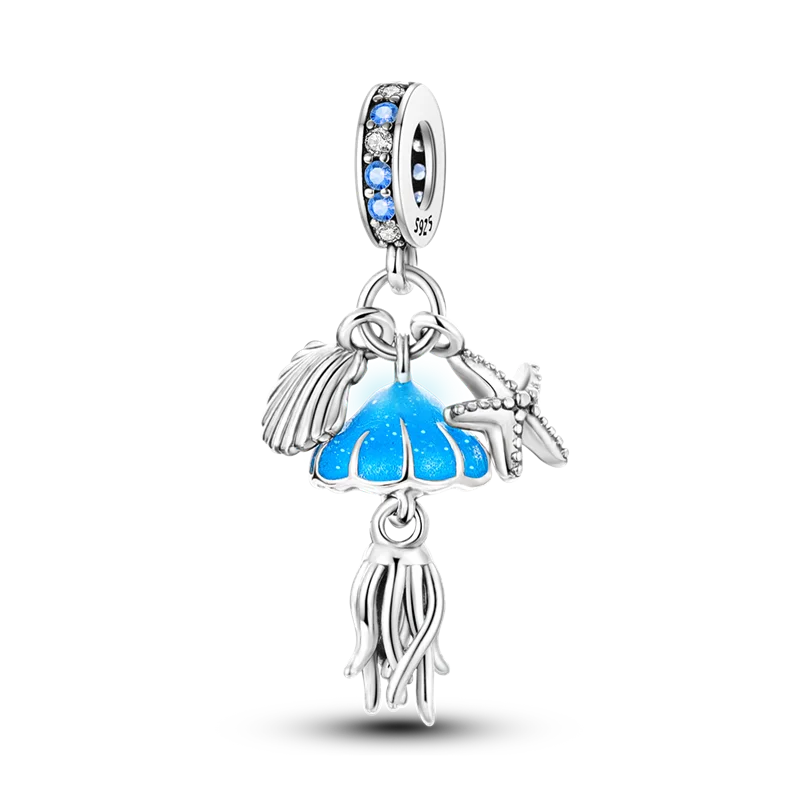 925 Sterling Silver Ocean Theme Charm Beads For Women Blue Wave Dolphin Seashell Compatible Summer Beach Vacation Jewelry