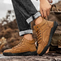 Outdoor Hiking Shoes for Men Autumn Winter Men Ankle Boots Hand Stitched Optional Plush Non-slip High Top Casual Shoes Sports