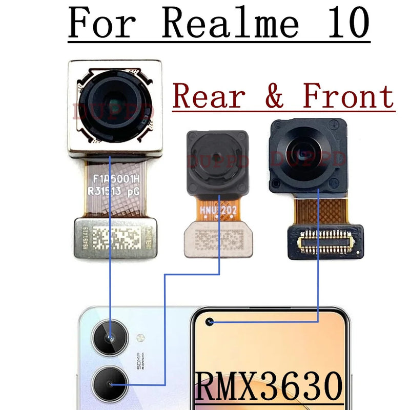 Original Front Facing Selfie Camera For Realme 10 RMX3630 Backside Big Main Rear View Back Camera Flex Cable Mobile Replacement