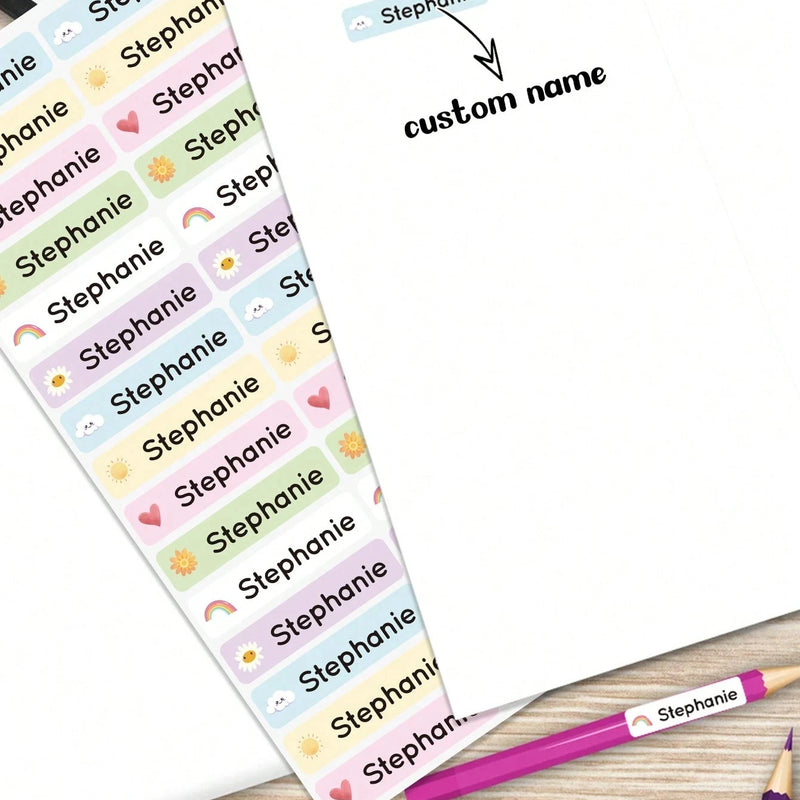 4.6CM Long Custom Name Sticker, Personalized Cartoon Fresh Cute Waterproof Modern School Supply Label, Customized Name Stickers