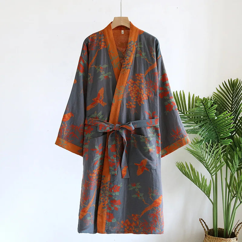 Pure Cotton Robe Women's Pajamas 3/4 Sleeve Spring Autumn | SAMAG