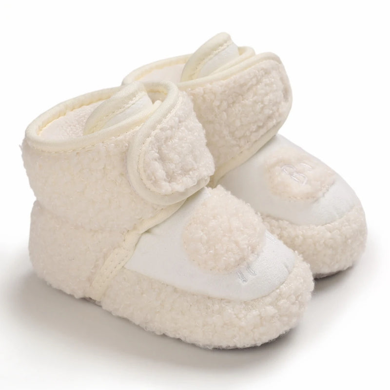 Autumn Winter Boots Baby Girl Boys Winter Warm Shoes Solid Fashion Toddler Fuzzy Balls First Walkers Kid Shoes 0-18M