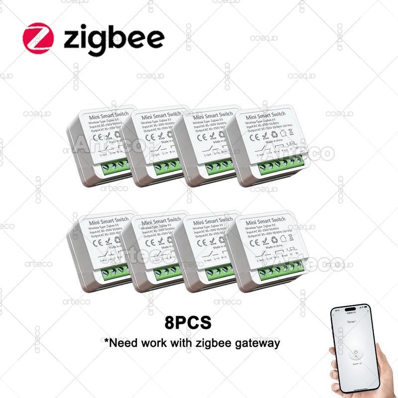 Zigbee 3.0 Mini Smart Switch 16A 2 Way Control Relay Breaker Home Automation DIY Module Light Switches Need Gateway Support Z2M