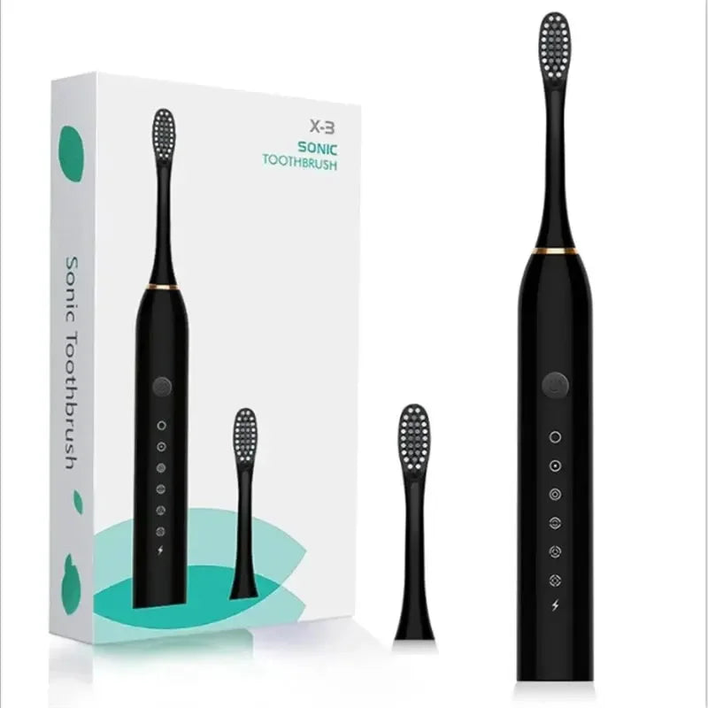 Electric Ultrasonic Toothbrush with Six Speed Modes Soft Bristles USB Charging Waterproof Adult Tooth Cleaner for Home