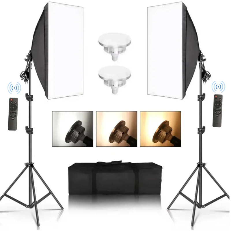 Studio Kit Photo Softbox Light Box Lighting Single Led Lamp with Tripod Photography Shooting Soft Box Flash E27 Accessories