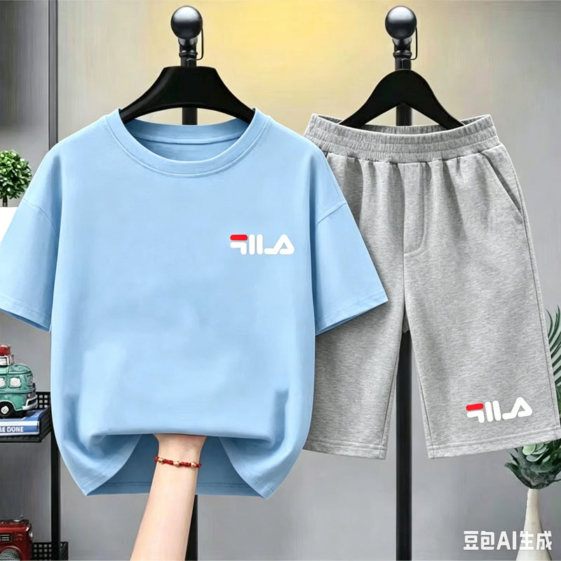Summer Brand White T - shirt+Shorts Two - piece Set Kids - View 9 | SAMAG