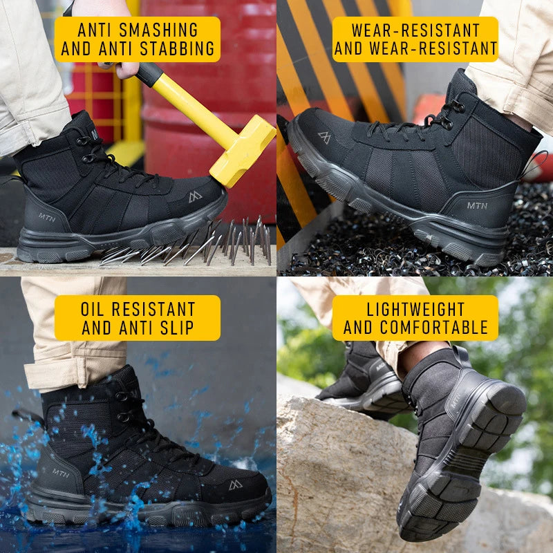 Lightweight Indestructible Steel Toe Safety Work Shoes Puncture Resistant Non Slip Tactical Work Sneakers for Men Women